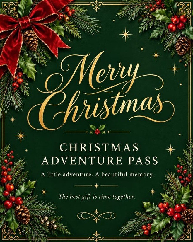 Christmas Adventure Pass: Printable gift certificates + digital card card
