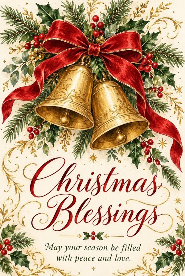 Christmas Blessings: Golden Bells card