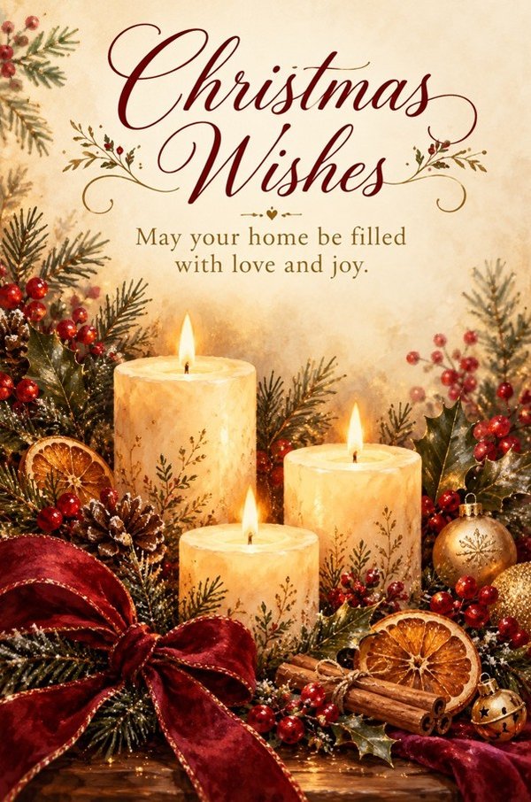 Christmas Wishes: Candlelit card