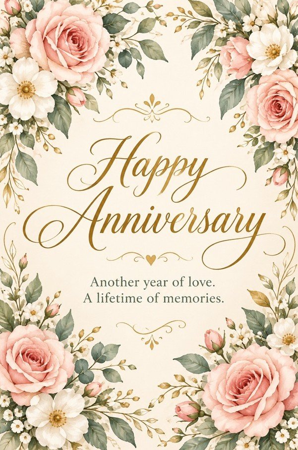 Happy Anniversary: Elegant Roses card