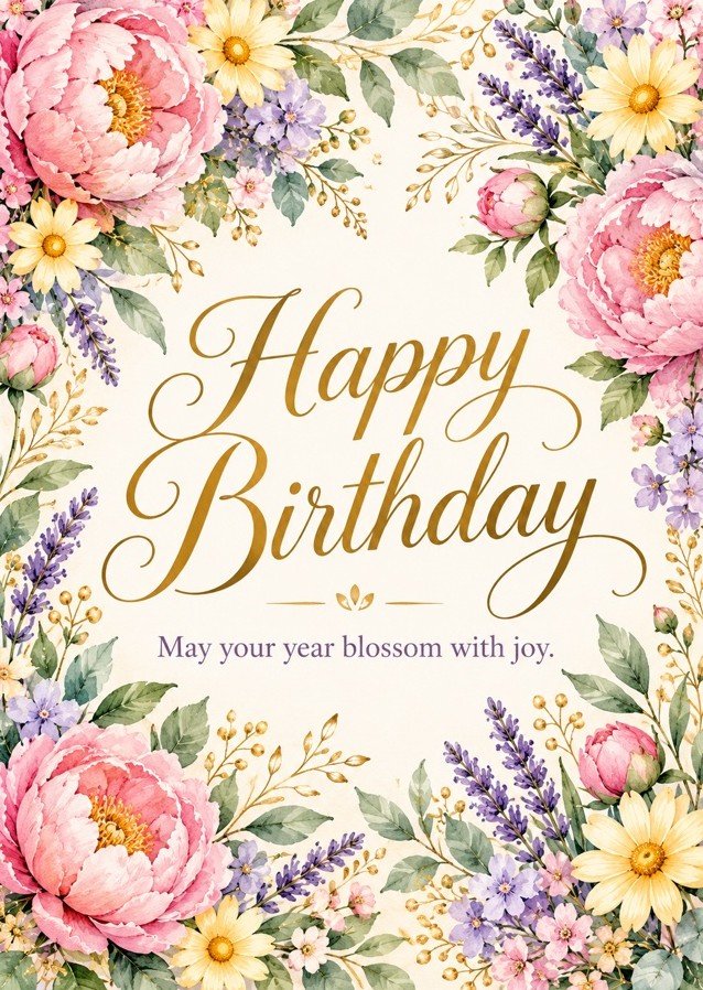 Happy Birthday: Elegant Flowers card