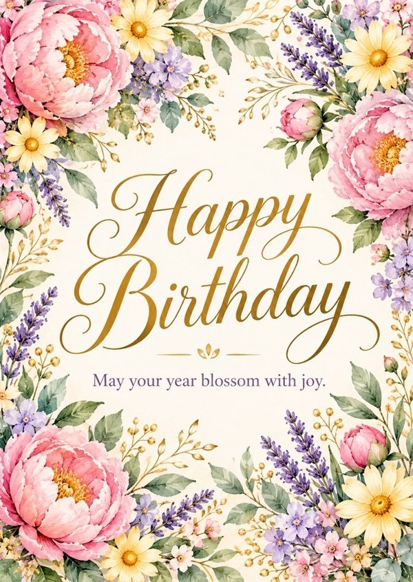 Happy Birthday: Elegant Flowers card