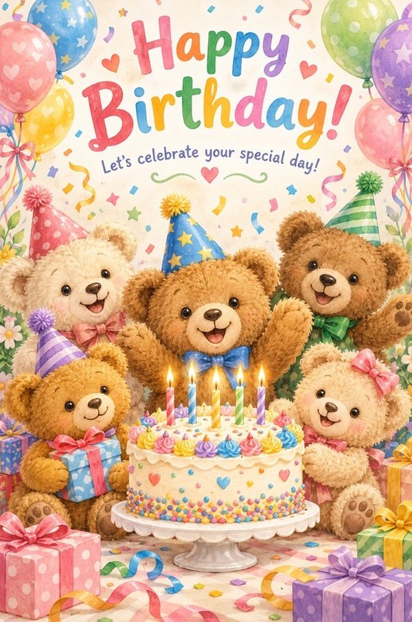 Happy Birthday: Teddy Bear Party card