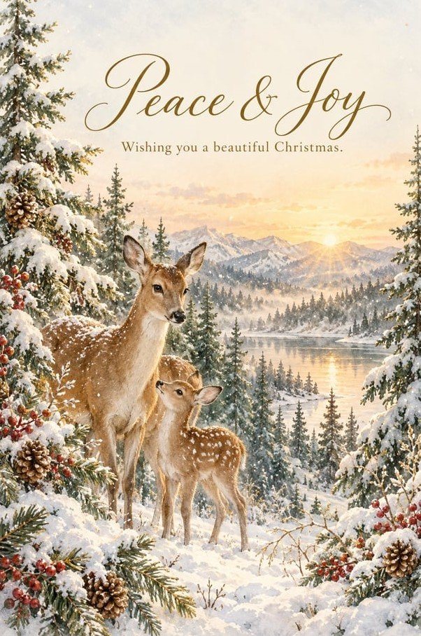Peace and Joy: Woodland Deer card